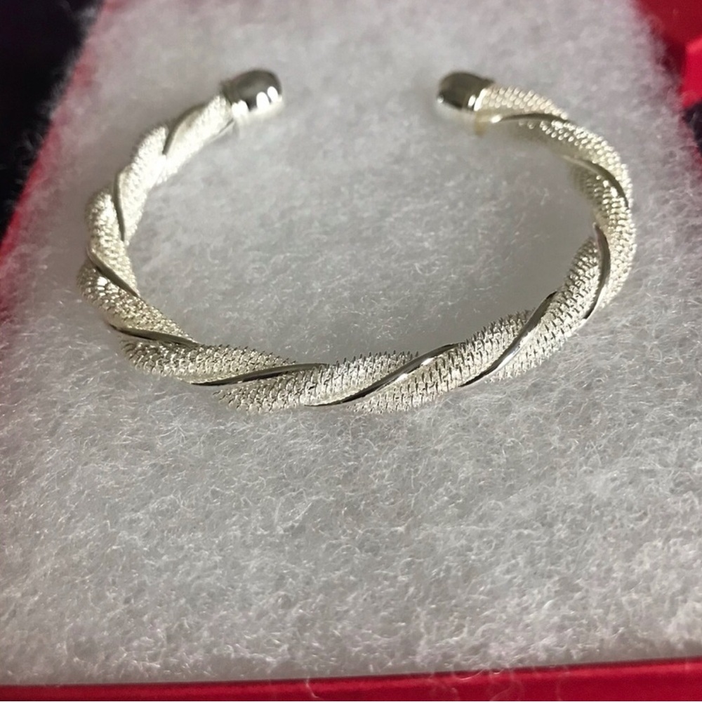 Sterling silver Twisted Textured Silver Cuff Bracelet
